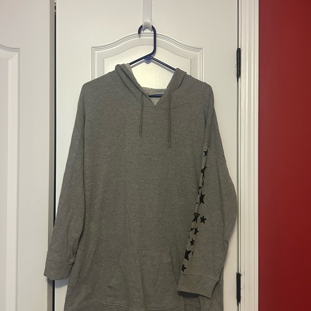 Women’s Gray Hoodie with Star Sleeve Accent